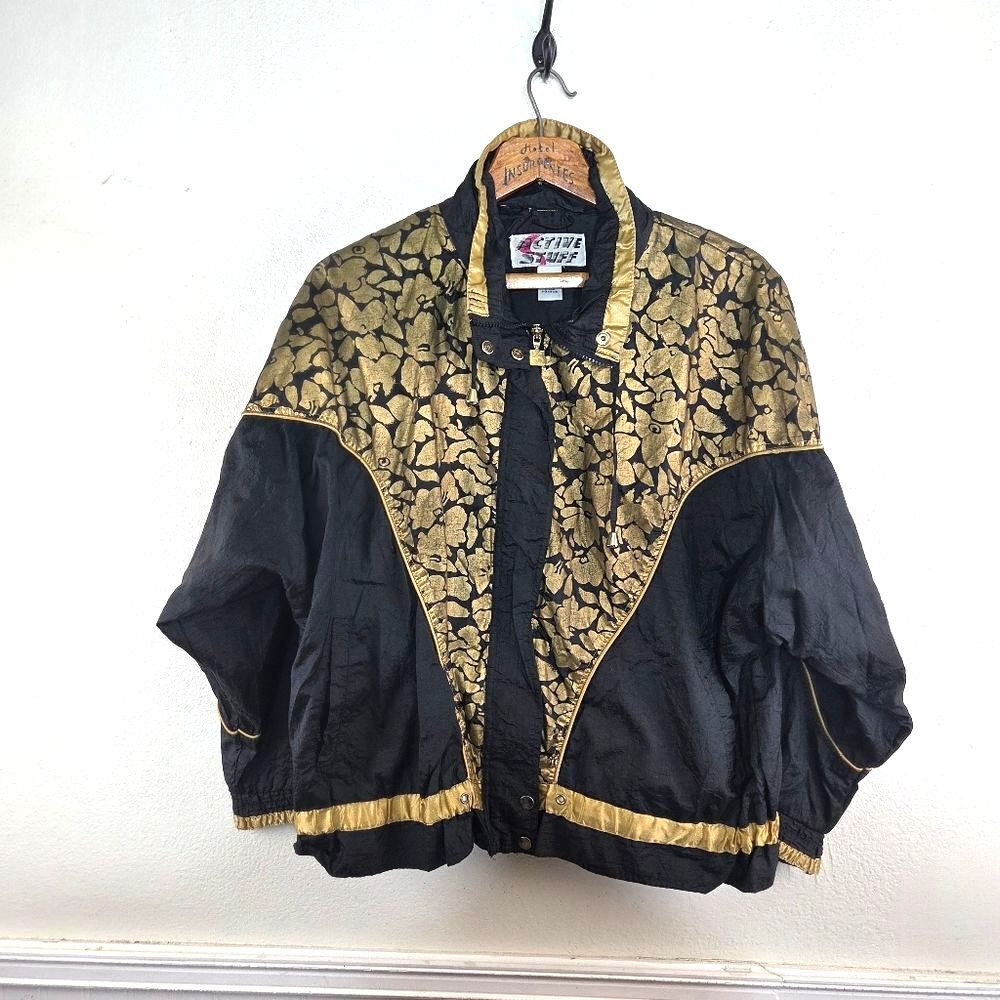 Women's Vintage Active Stuff Art To Wear Nylon Winter Ski Jacket Size Large